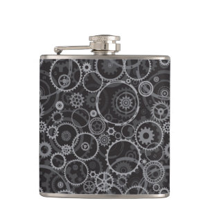 Cogwheels pattern hip flask