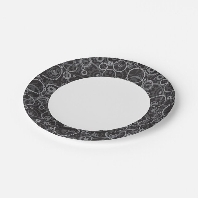 Cogwheels pattern paper plate (Angled)