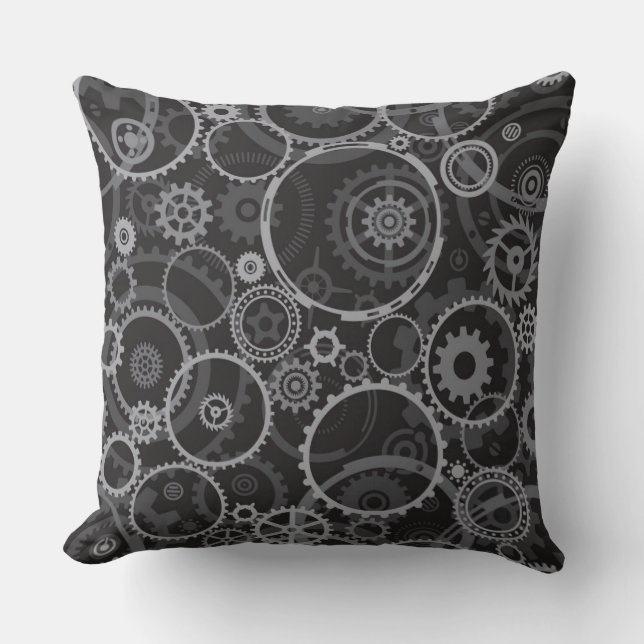 Cogwheels pattern throw pillow (Front)