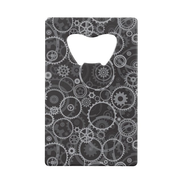 Cogwheels pattern wallet bottle opener (Front)