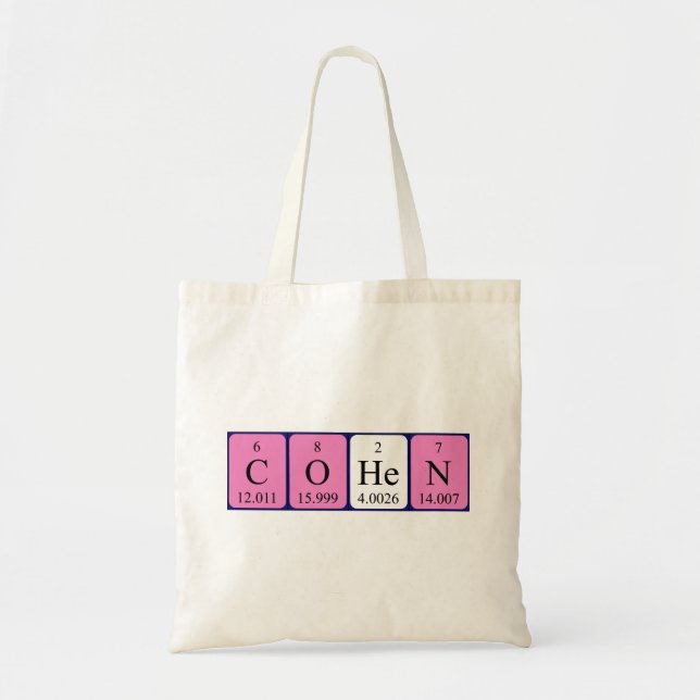 Cohen periodic table name tote bag (Front)