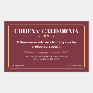 Cohen v. California 1971 Free Speech Sticker