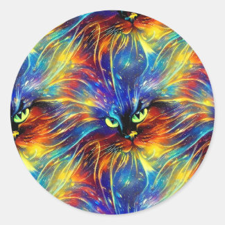 Cohesive Abstract Exquisite Cat Splashes Seamless Classic Round Sticker