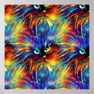 Cohesive Abstract Exquisite Cat Splashes Seamless  Poster