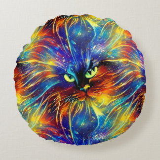 Cohesive Abstract Exquisite Cat Splashes Seamless Round Pillow