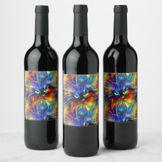 Cohesive Abstract Exquisite Cat Splashes Seamless Wine Label
