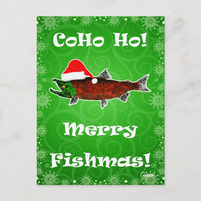 CoHo Ho!  Fishmas on Green - Postcard (Front)