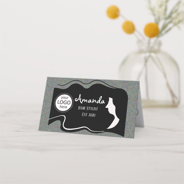 Coiffeur noir long cheveux plié carte de fidélité (Devant)