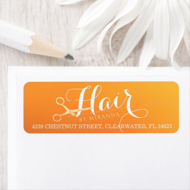 Coiffeur Salon de maquillage Chic Orange Ciseaux o (En situation)