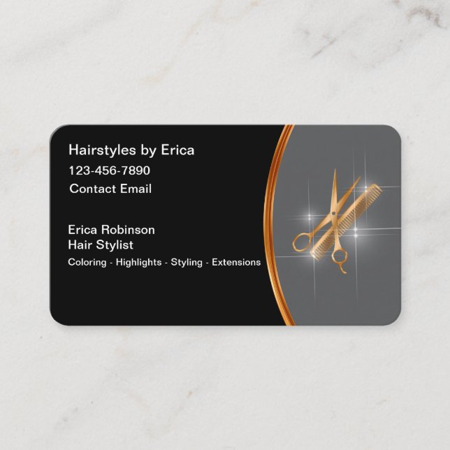 Coiffeuse classe Carte de visite Glitzy Design (Devant)