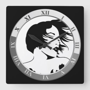 Coiffeuse salon de beauté carré horloge murale