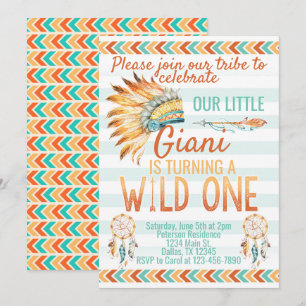 Coiffure de Boho Tribal Invitation de fête d'anniv
