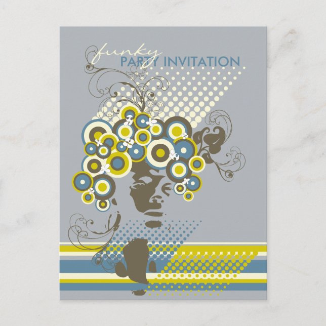 Coiffure Funky Bloom *04 Party Invitation Postcard (Devant)
