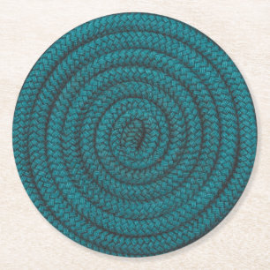 Coiled Blue Rope Round Paper Coaster