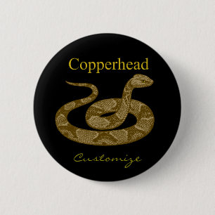 Coiled Copperhead Snake Thunder_Cove 2 Inch Round Button