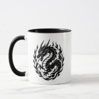 Coiled Fire Dragon Tattoo Style