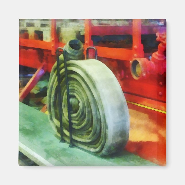 Coiled Hose on Fire Truck Magnet (Front)