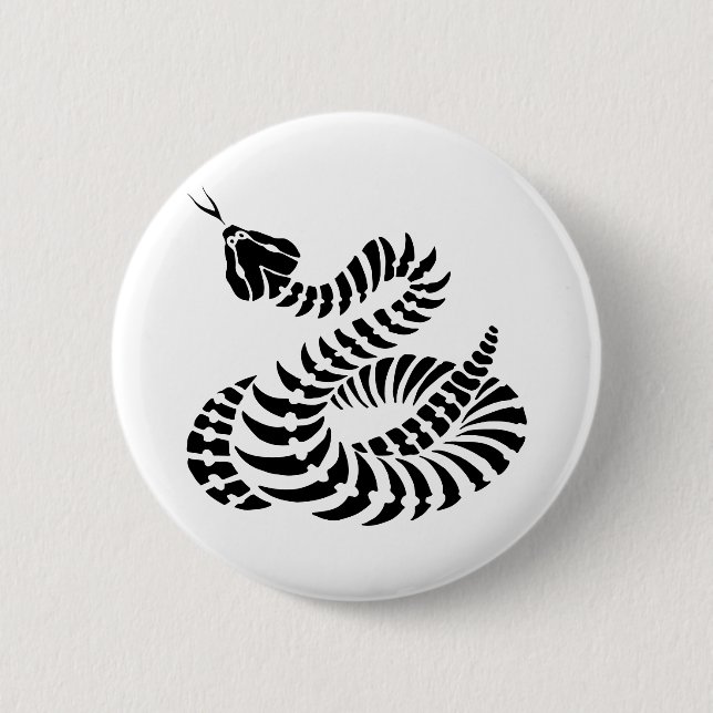 Coiled Rattlesnake Bones 2 Inch Round Button (Front)