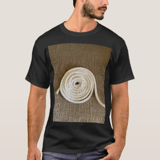Coiled Rope T-Shirt -- White Cotton Rope on Brown