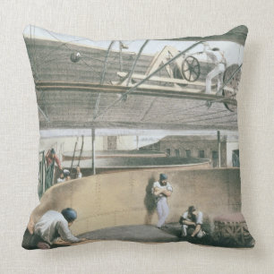 Coiling the telegraph cable in the tanks at the wo throw pillow
