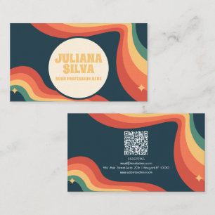 Coin arc-en-ciel rétro avec Carte de visite QR