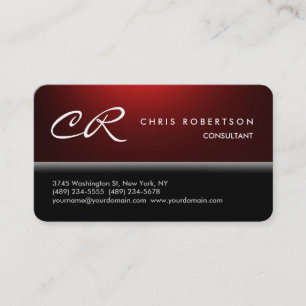 Coin arrondi Monogramme Carte de visite rouge noir