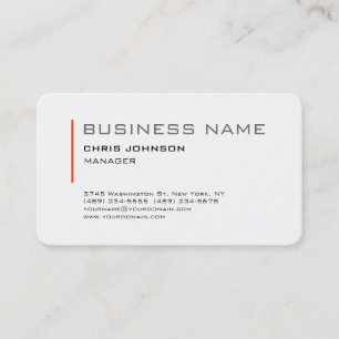 Coin arrondi Orange White Manager Carte de visite