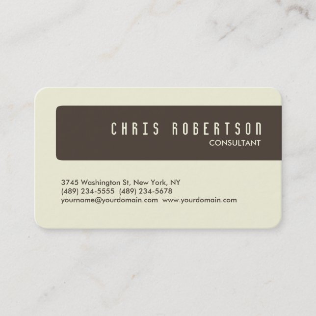 Coin arrondi Taupe Carte de visite beige (Devant)