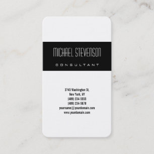 Coin arrondi vertical Carte de visite noir blanc