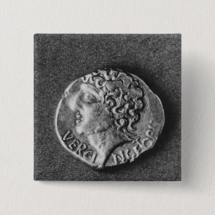 Coin bearing the effigy of Vercingetorix 2 Inch Square Button
