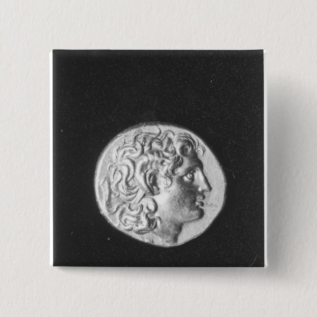 Coin bearing the head of Alexander the Great 2 Inch Square Button (Front)