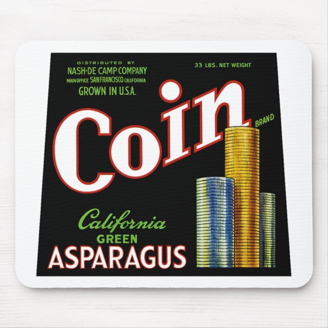 Coin California Asparagus Label Mouse Pad (Front)