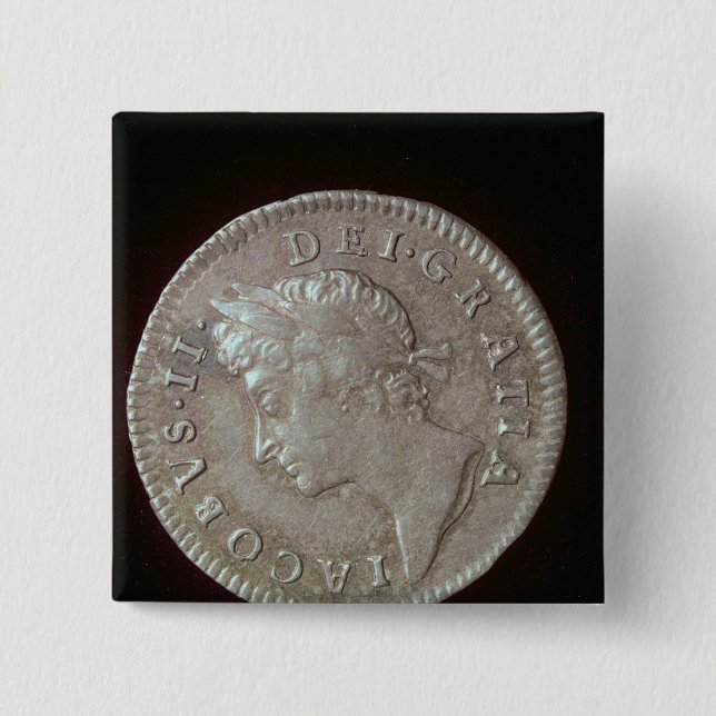 Coin of James II 2 Inch Square Button (Front)