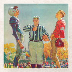 Coin Toss by Norman Rockwell Glass Coaster