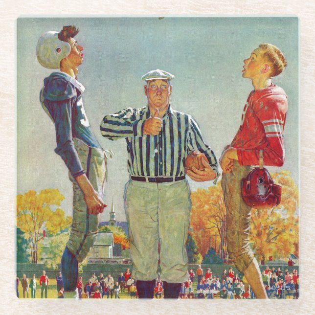 Coin Toss by Norman Rockwell Glass Coaster (Front)
