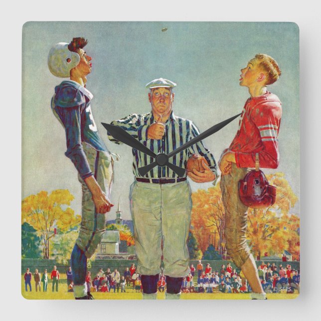 Coin Toss by Norman Rockwell Square Wall Clock (Front)