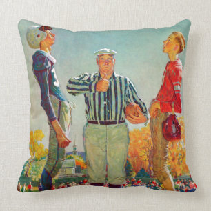Coin Toss by Norman Rockwell Throw Pillow