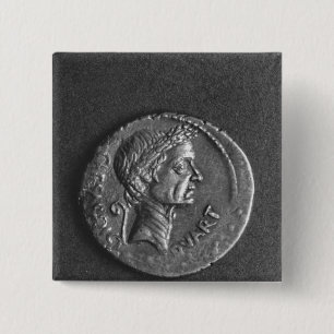 Coin with a portrait of Julius Caesar 2 Inch Square Button