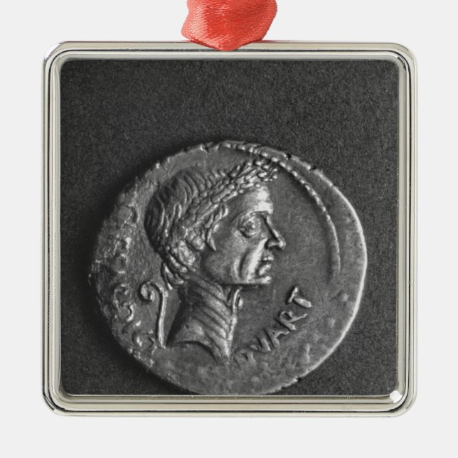 Coin with a portrait of Julius Caesar Metal Ornament (Front)