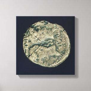 Coin with heads of Julius Caesar  and Augustus Canvas Print