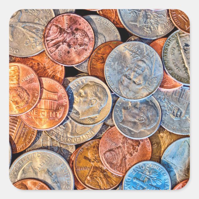 Coined Currency Square Sticker (Front)