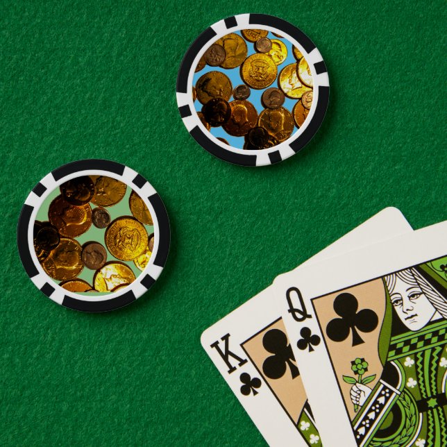 Coins Composite Poker Chips, Black Striped Edge Poker Chips (Poker Table (Double))