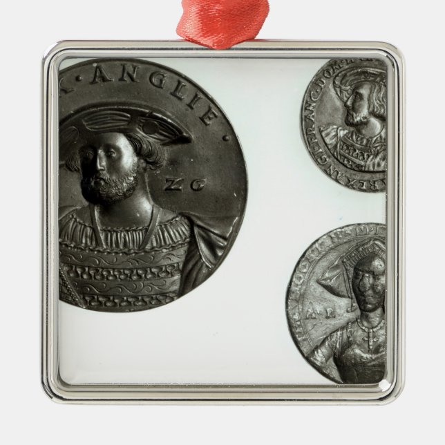 Coins depicting Henry VIII and Anne Boleyn Metal Ornament (Front)
