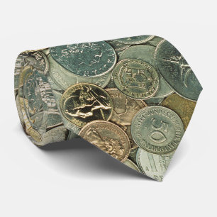 Coins of the world   Cash Photo Pattern Tie