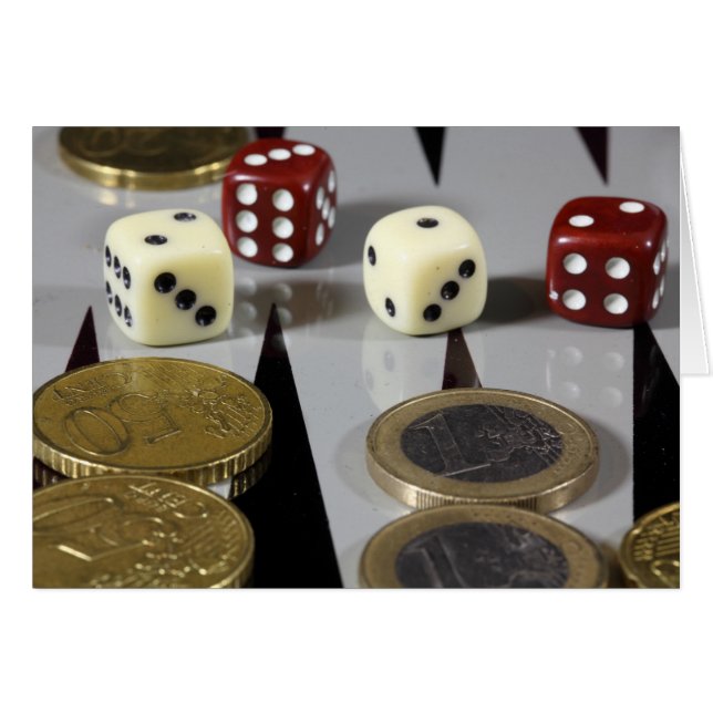Coins on a backgammon board (Front Horizontal)