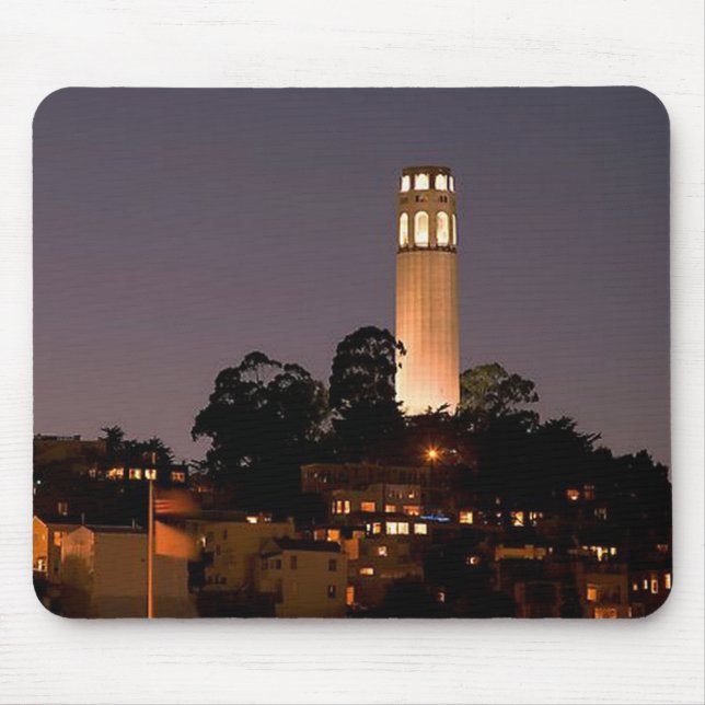Coit Tower at Night Mouse Pad (Front)