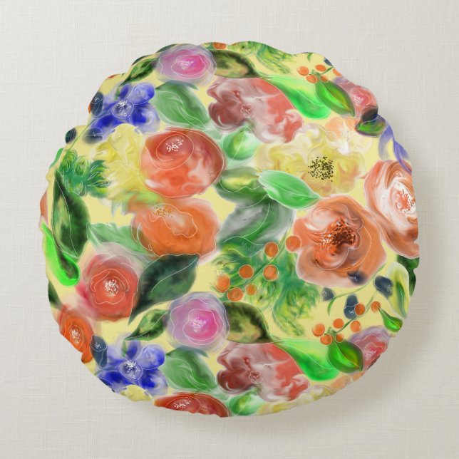 Cojin de flores  round pillow (Front)