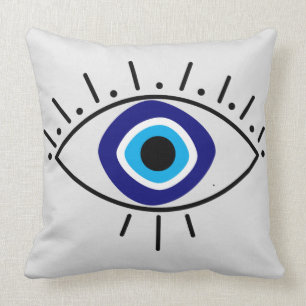 Cojín de ojo turco azul throw pillow