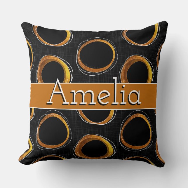 Cojín Decorativo Solar Eclipse Mid-Century Modern  Throw Pillow (Front)