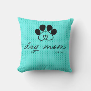 Cojín dog mom customizable mint green throw pillow